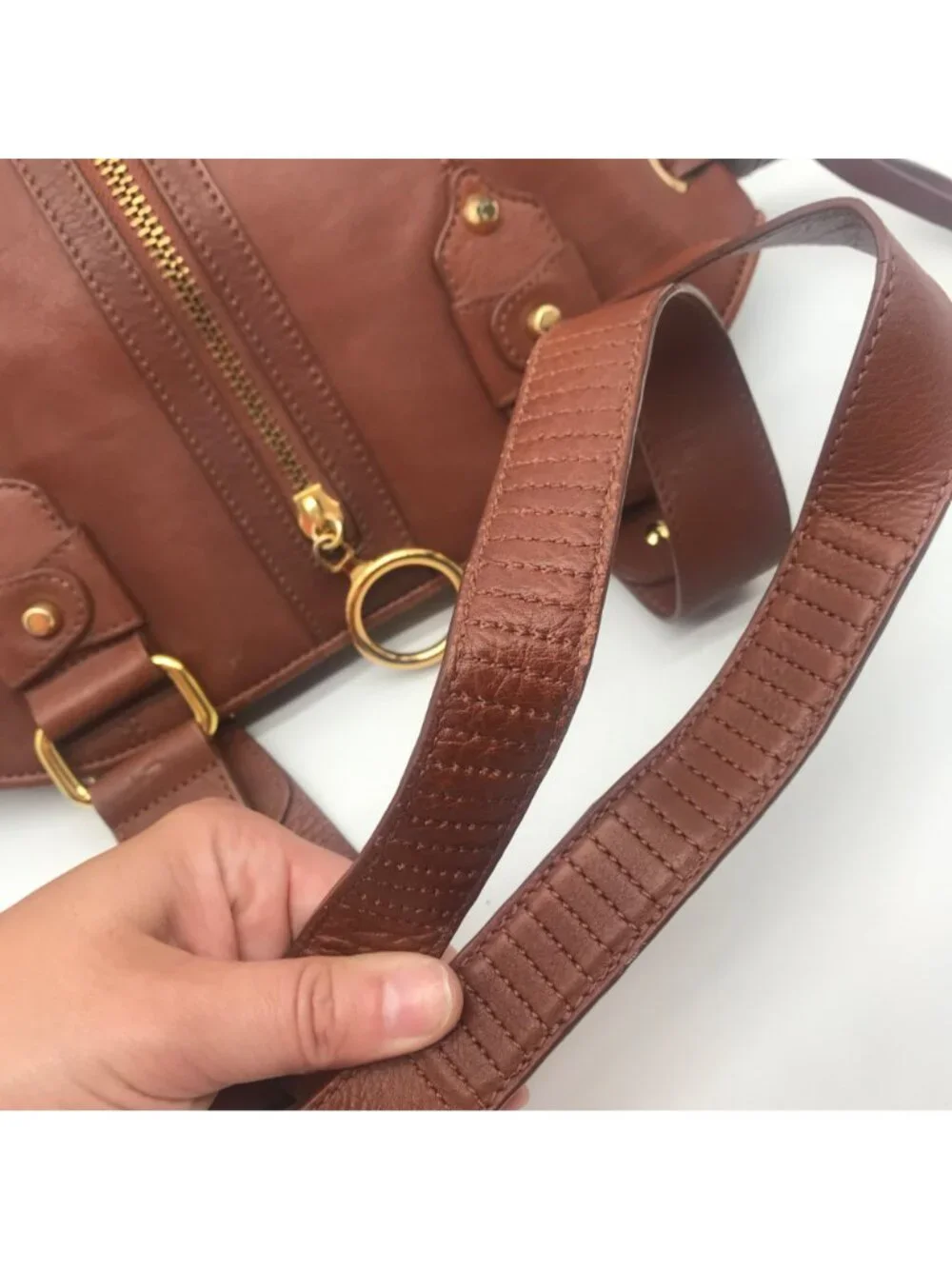 Via Spiga Genuine Brown Leather Tote Bag